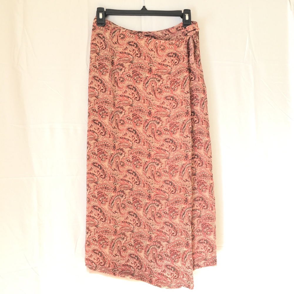 Silk Paisley Wrap-around Midi Skirt